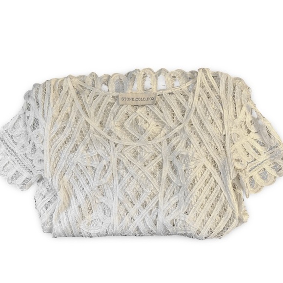 Stone Cold Fox Denver Lace Dress with Short Sleeves | Ivory, Size S - Picture 6 of 16